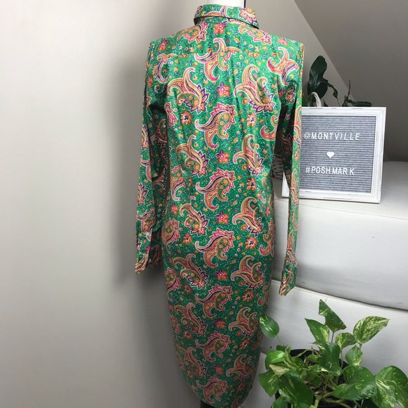 LAUREN Ralph Lauren Green Paisley Shirt Dress - Picture 6 of 7